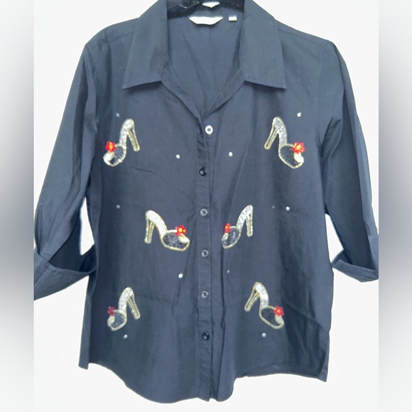 Bling Button Up• High Heels - Rhinestones, Women’s Medium - Picture 2 of 11